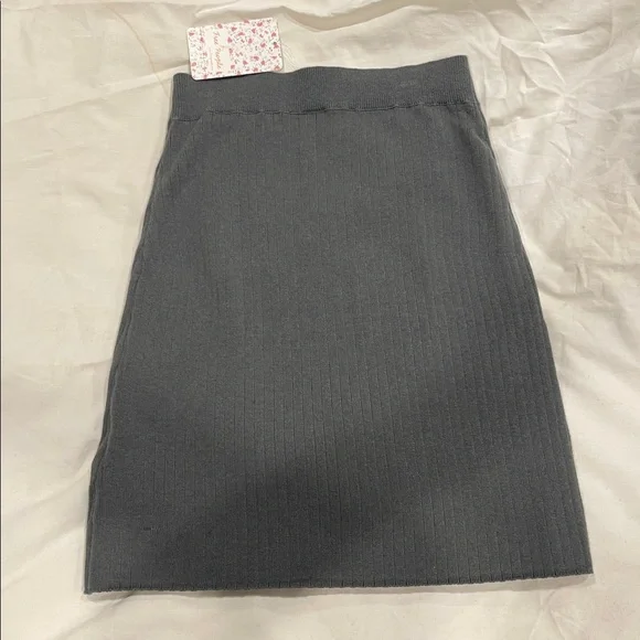 Free People Charcoal Ribbed Knit Mini Skirt - Picture 5 of 8